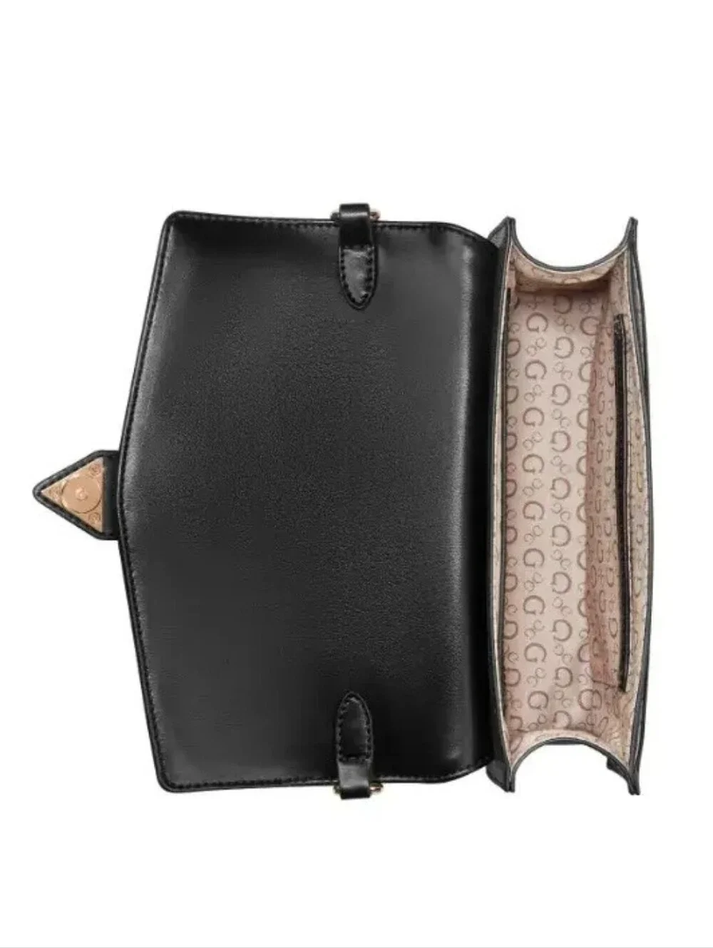 GUESS Black Top-Handle Satchel with Gold Hardware
